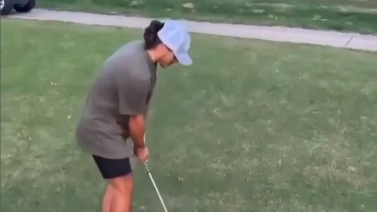 WATCH: Golfer hits AMAZING trick shot off large wall into the hole